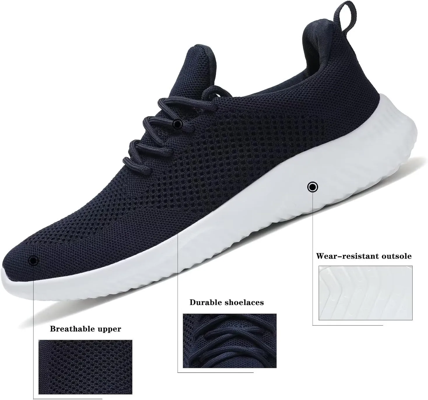 Mens Slip-on Tennis Shoes Walking Running Sneakers Lightweight Breathable Casual Soft Sole Mesh Work Gym Trainers