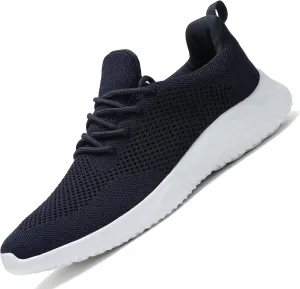 Mens Slip-on Tennis Shoes Walking Running Sneakers Lightweight Breathable Casual Soft Sole Mesh Work Gym Trainers