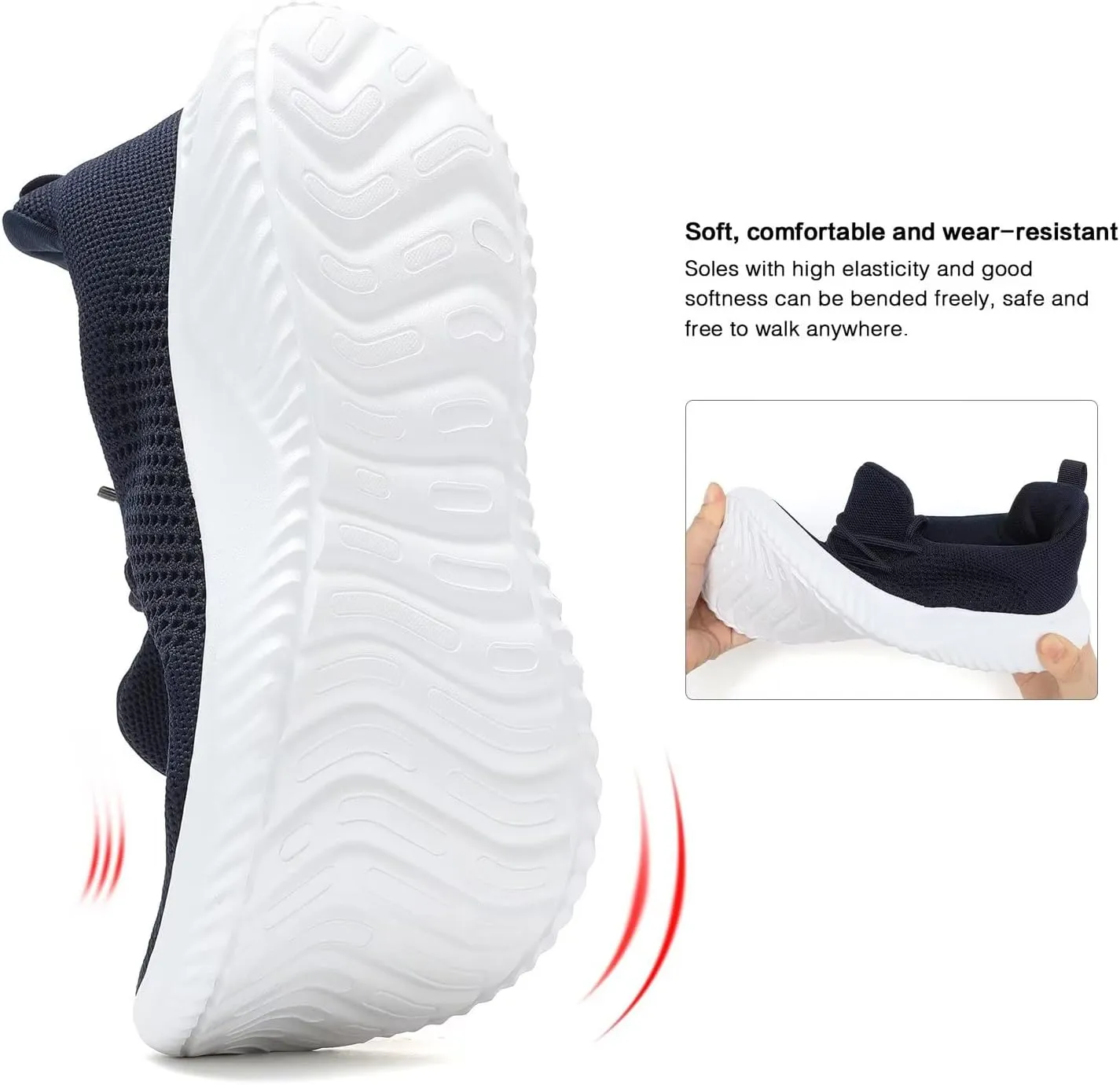 Mens Slip-on Tennis Shoes Walking Running Sneakers Lightweight Breathable Casual Soft Sole Mesh Work Gym Trainers