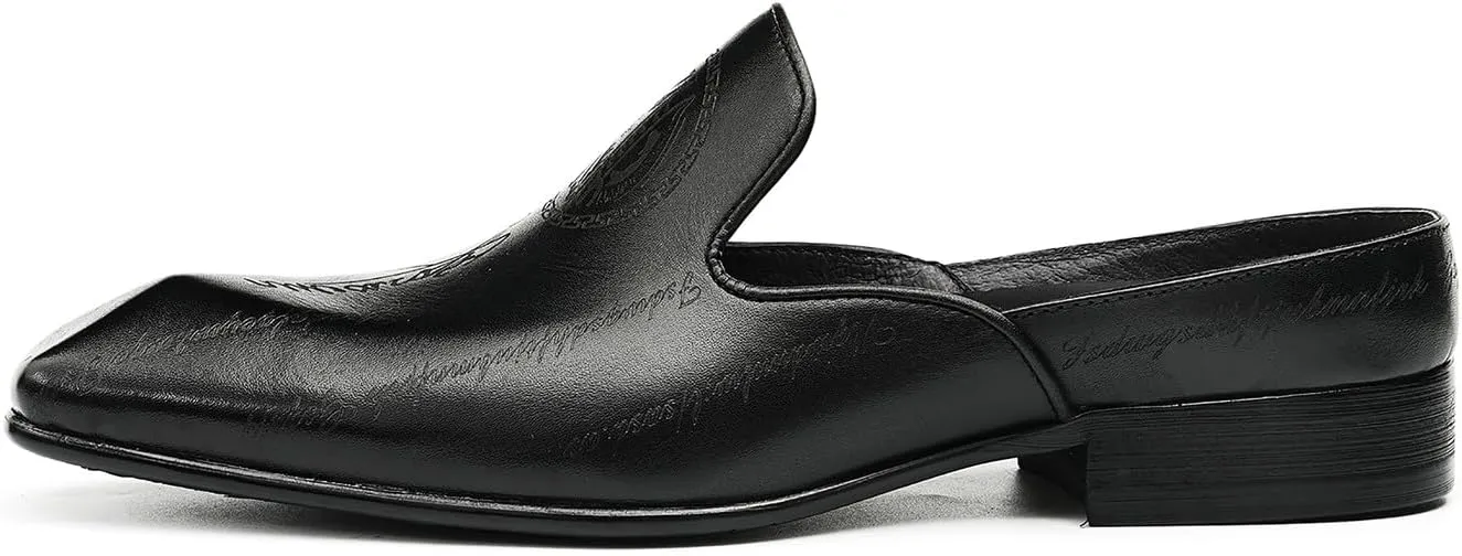 Mens Slippers Casual Dress Mules Slip On Loafers Fashion Business Formal Leather Open Back Sandals Summer Shoes for Men