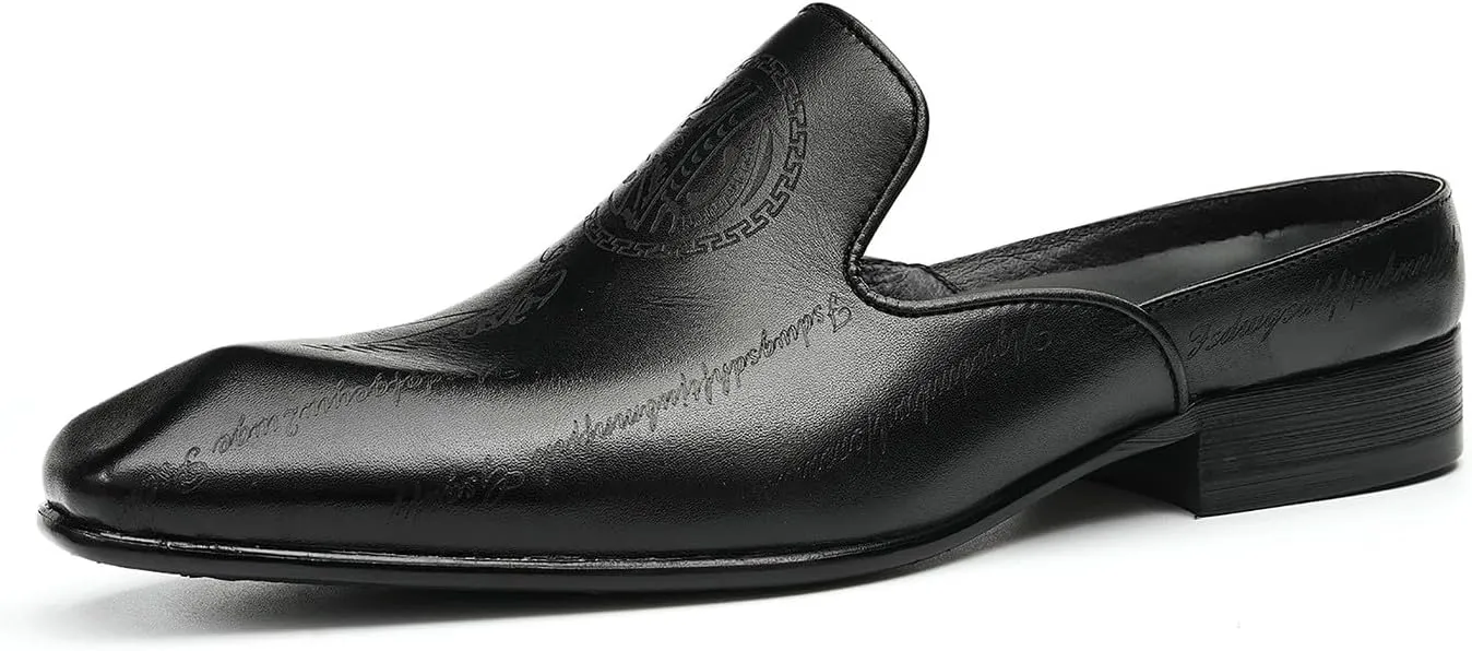 Mens Slippers Casual Dress Mules Slip On Loafers Fashion Business Formal Leather Open Back Sandals Summer Shoes for Men