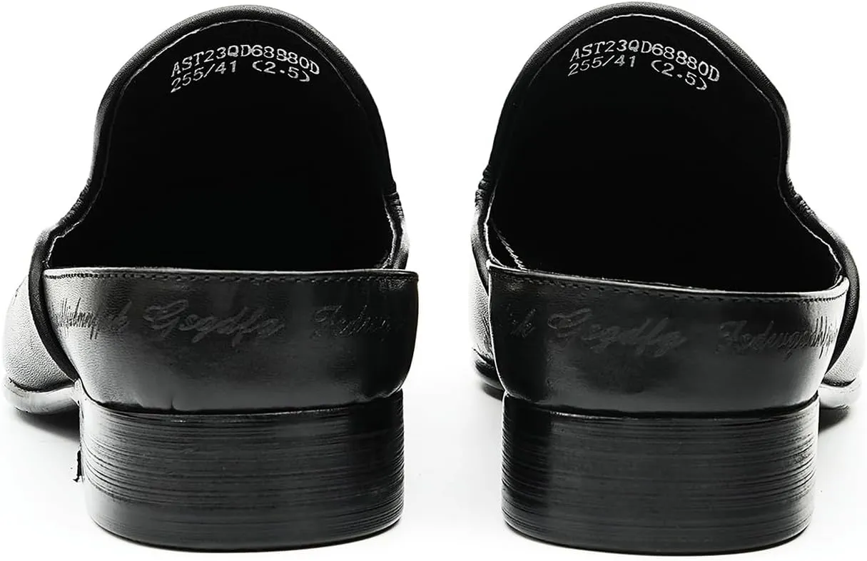 Mens Slippers Casual Dress Mules Slip On Loafers Fashion Business Formal Leather Open Back Sandals Summer Shoes for Men