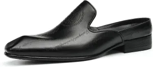 Mens Slippers Casual Dress Mules Slip On Loafers Fashion Business Formal Leather Open Back Sandals Summer Shoes for Men