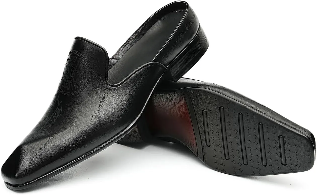 Mens Slippers Casual Dress Mules Slip On Loafers Fashion Business Formal Leather Open Back Sandals Summer Shoes for Men