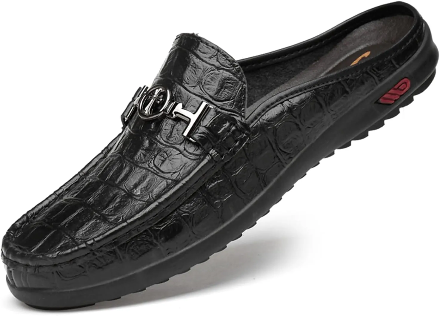 Men's Slippers Slip-On Loafers Leather Formal Wear Casual Open Back Sandals