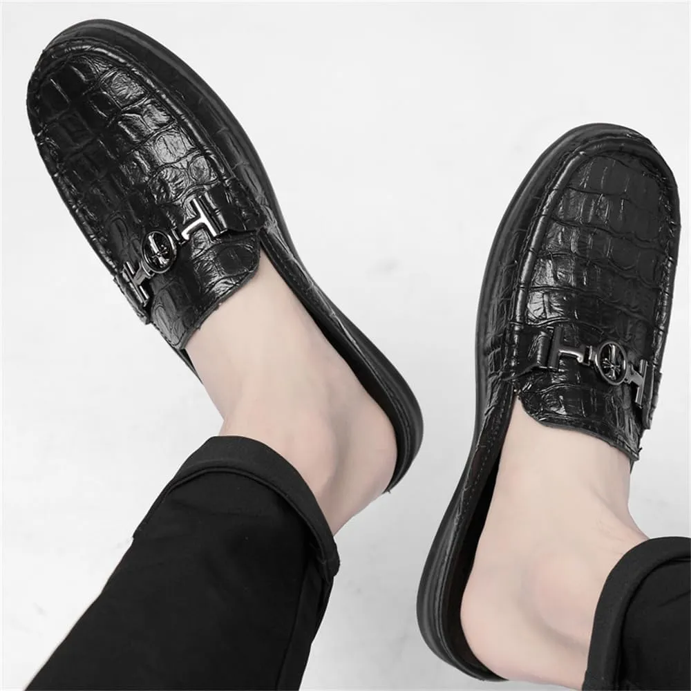 Men's Slippers Slip-On Loafers Leather Formal Wear Casual Open Back Sandals