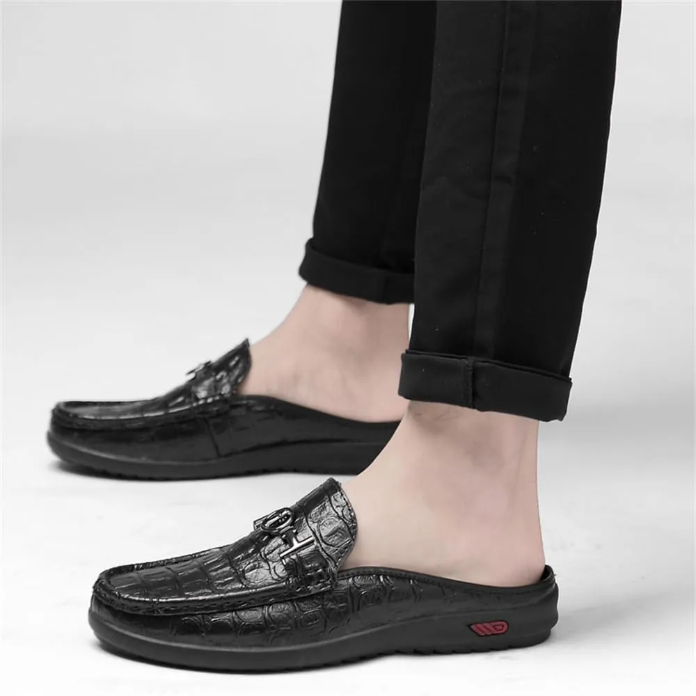 Men's Slippers Slip-On Loafers Leather Formal Wear Casual Open Back Sandals