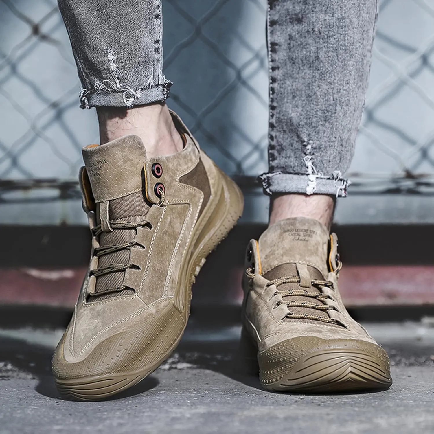 Men's Suede Chukka Platform Mid Top Casual Sneakers Ankle Boots,Non-Slip Breathable Soft Sole is Lightweight Sneakers