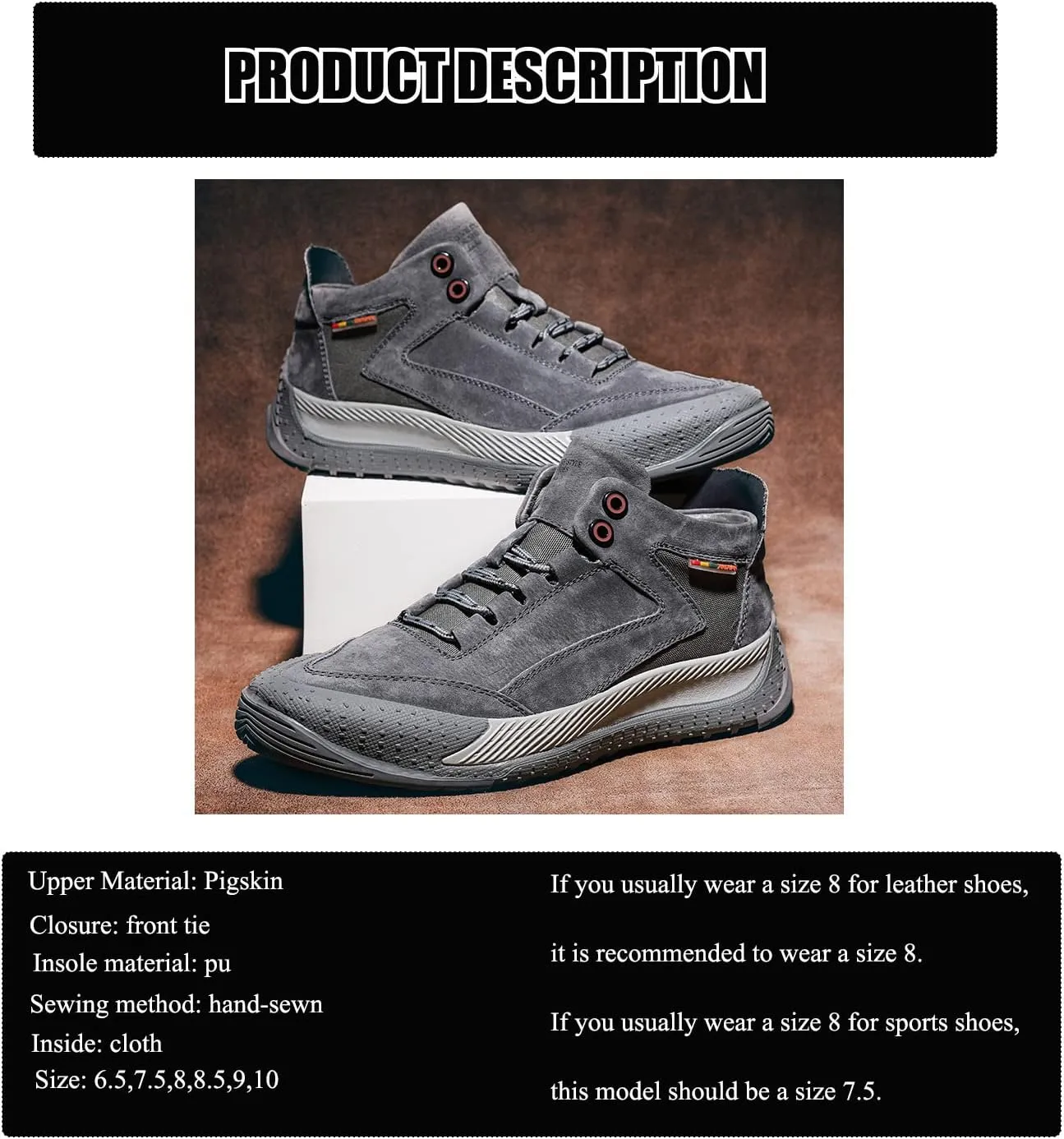 Men's Suede Chukka Platform Mid Top Casual Sneakers Ankle Boots,Non-Slip Breathable Soft Sole is Lightweight Sneakers
