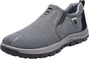 Mens Suede Walking Shoes Outdoor Simple Casual Arch Support Comfortable Waterproof Casual Shoes for Men Slip on Fashion Sneakers for Outdoor Walking
