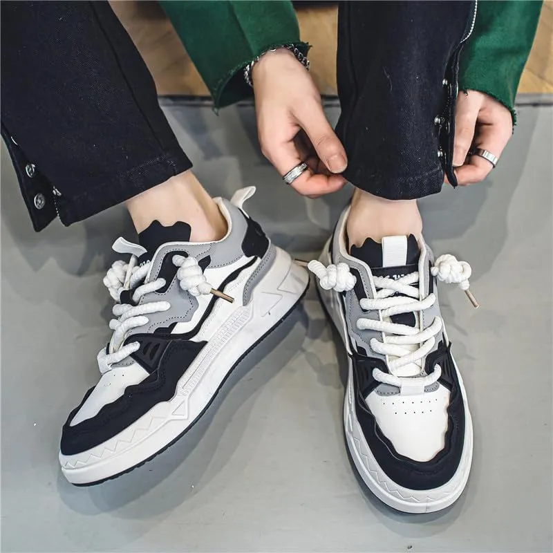 Men's Trendy Stylish Sneakers, Comfortable Breathable Wear-Resistant Skateboard Shoes for All Seasons Fashion Men’s Platform Chunky Sneakers,Street Style Footwear Shoes Size 6.5-10