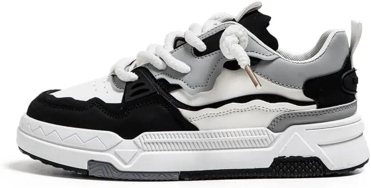 Men's Trendy Stylish Sneakers, Comfortable Breathable Wear-Resistant Skateboard Shoes for All Seasons Fashion Men’s Platform Chunky Sneakers,Street Style Footwear Shoes Size 6.5-10
