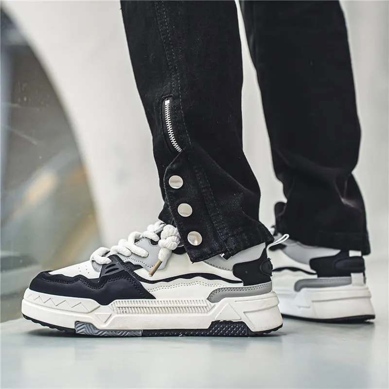 Men's Trendy Stylish Sneakers, Comfortable Breathable Wear-Resistant Skateboard Shoes for All Seasons Fashion Men’s Platform Chunky Sneakers,Street Style Footwear Shoes Size 6.5-10