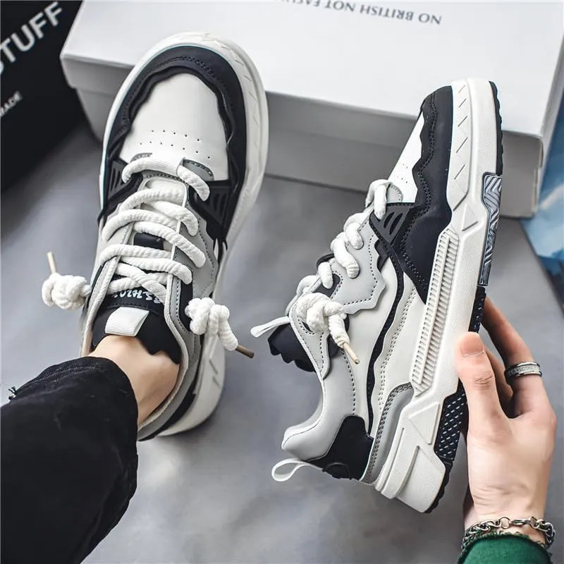 Men's Trendy Stylish Sneakers, Comfortable Breathable Wear-Resistant Skateboard Shoes for All Seasons Fashion Men’s Platform Chunky Sneakers,Street Style Footwear Shoes Size 6.5-10
