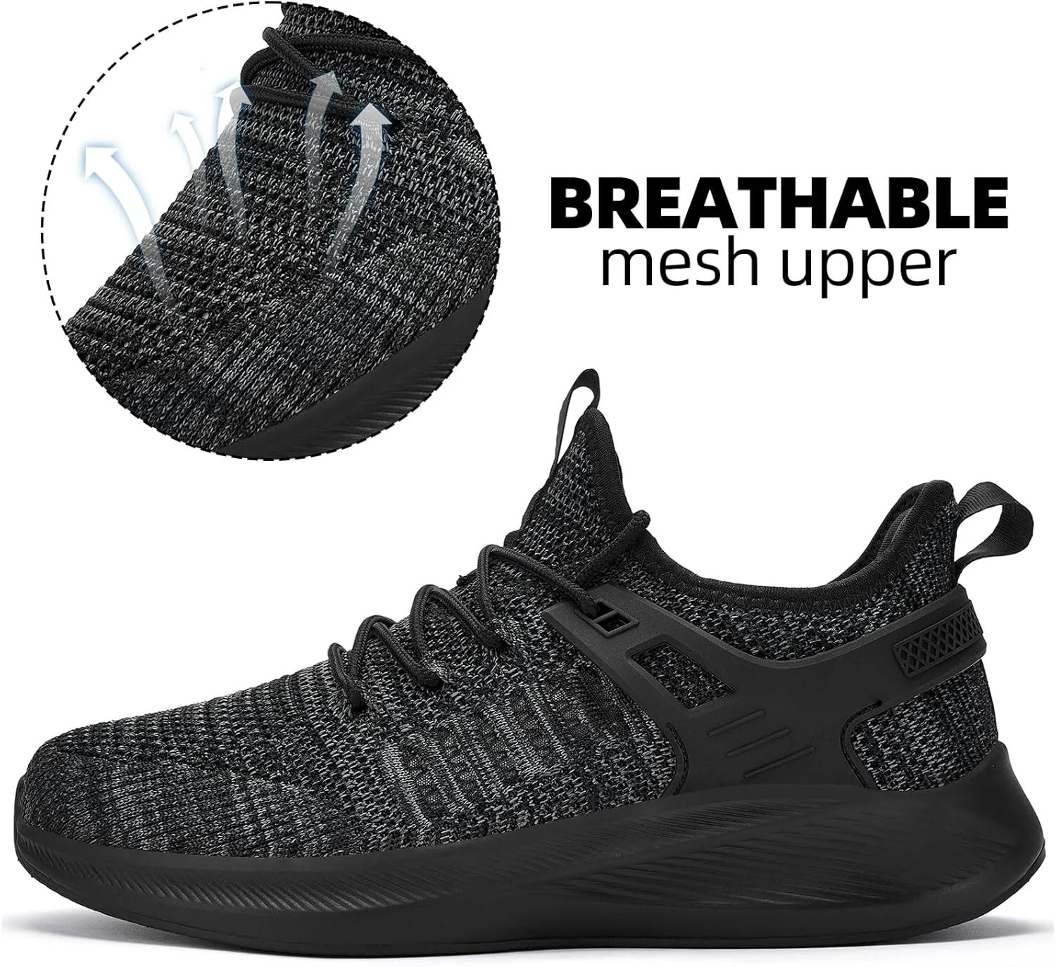 Mens Wide Running Shoes Walking Tennis Shoes Cushioning Wide Sneakers Slip On Sports Work Gym Outdoor Running Sneakers Comfort Lightweight
