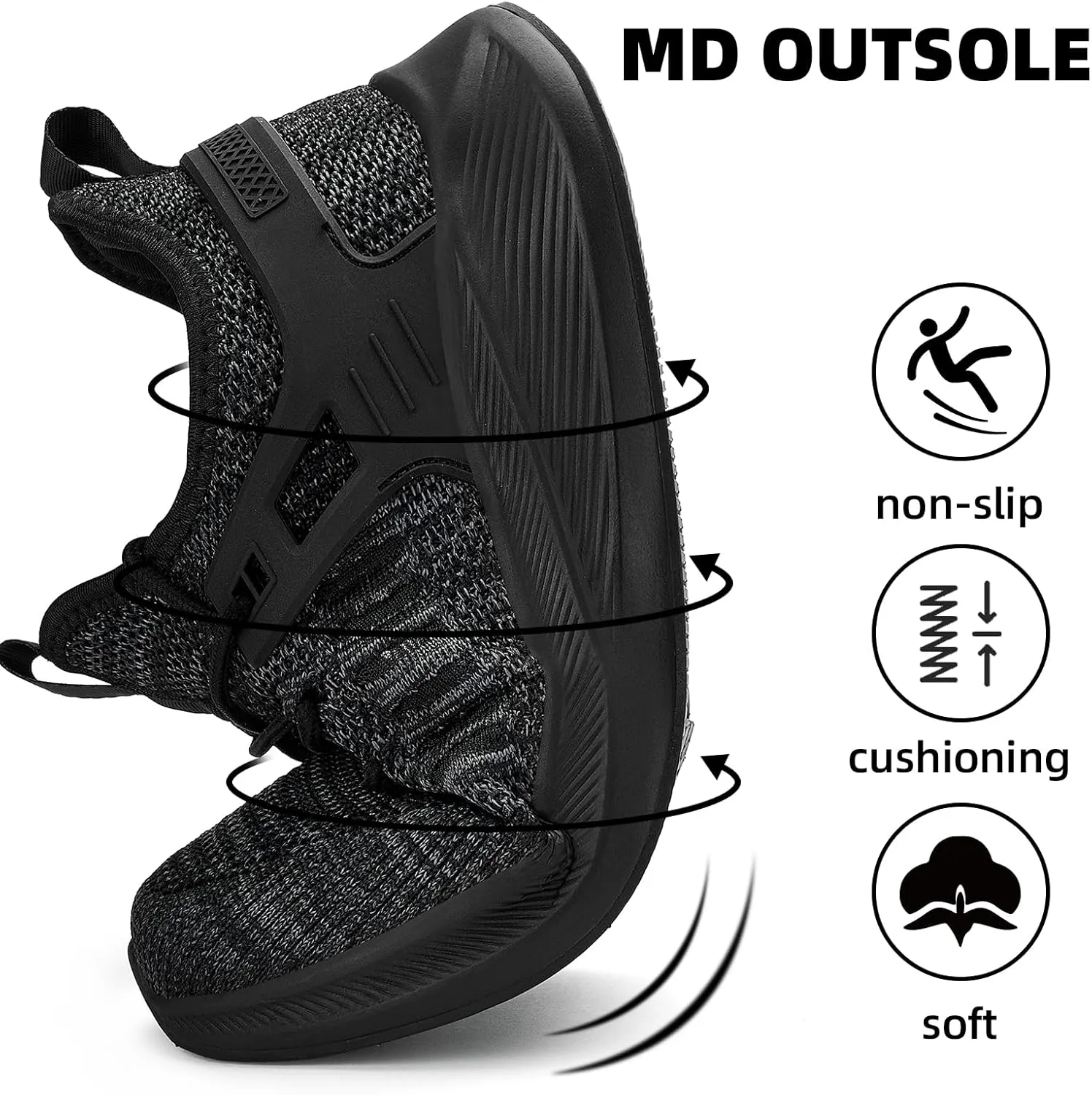 Mens Wide Running Shoes Walking Tennis Shoes Cushioning Wide Sneakers Slip On Sports Work Gym Outdoor Running Sneakers Comfort Lightweight