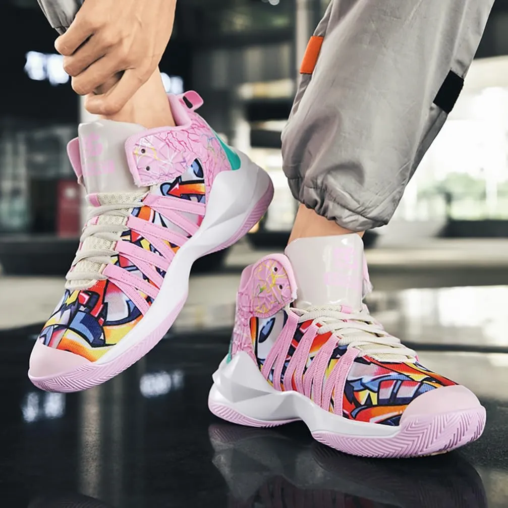 Men's Women's Basketball Shoes High Top Ultra-Light Fashion Anti Slip Breathable Sneakers