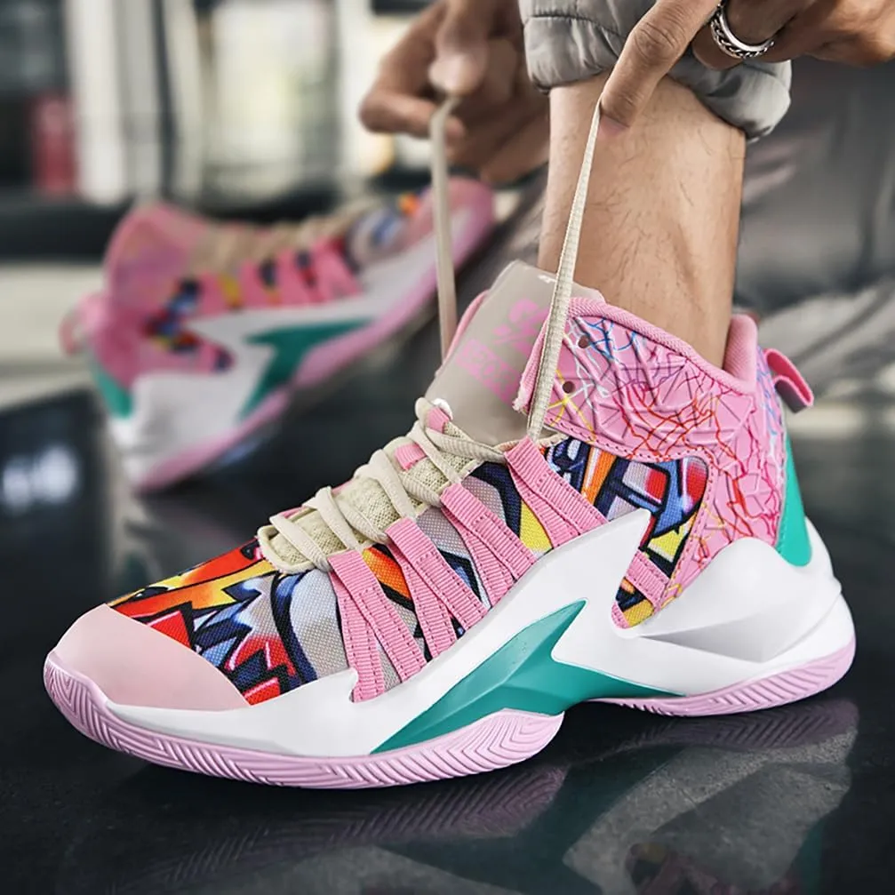 Men's Women's Basketball Shoes High Top Ultra-Light Fashion Anti Slip Breathable Sneakers
