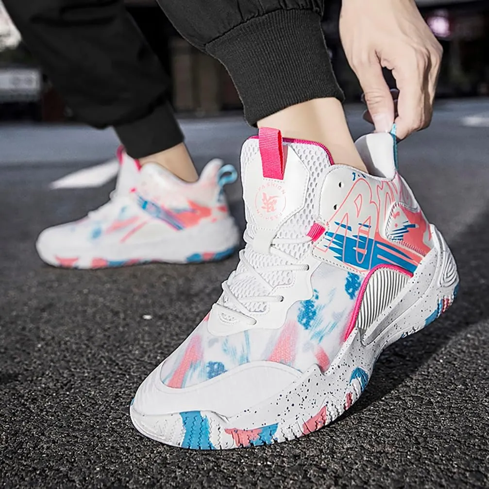 Men's Women's Basketball Shoes High Top Ultra-Light Fashion Anti Slip Breathable Sneakers