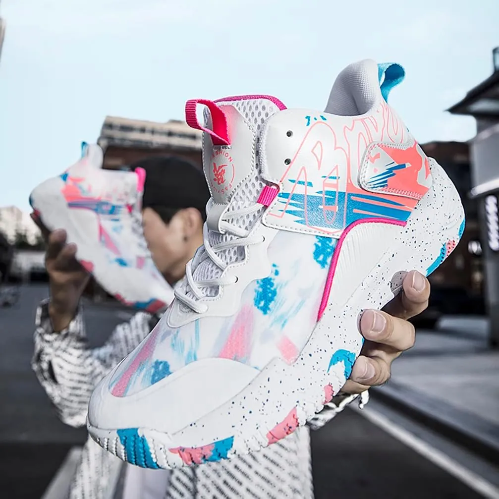 Men's Women's Basketball Shoes High Top Ultra-Light Fashion Anti Slip Breathable Sneakers