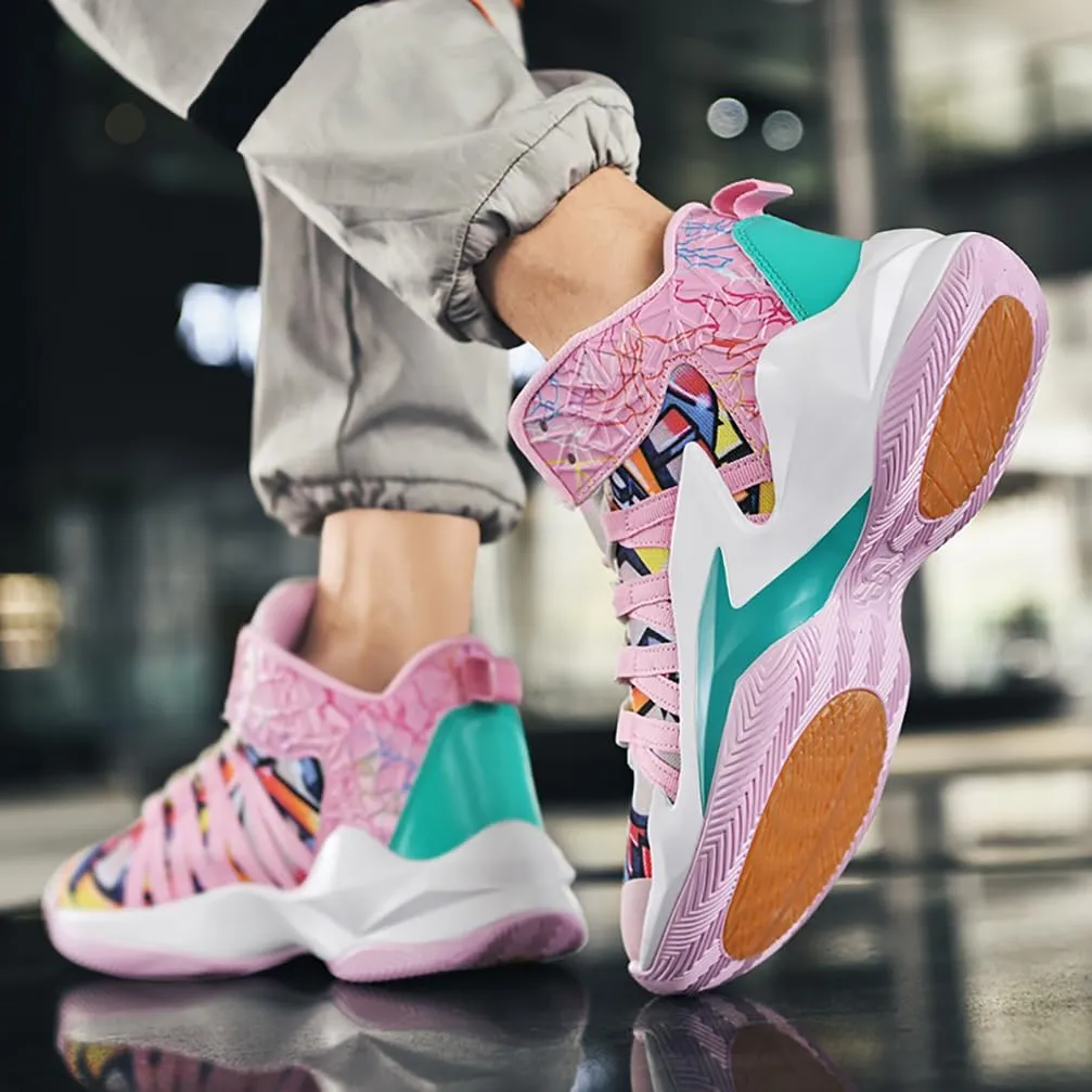 Men's Women's Basketball Shoes High Top Ultra-Light Fashion Anti Slip Breathable Sneakers
