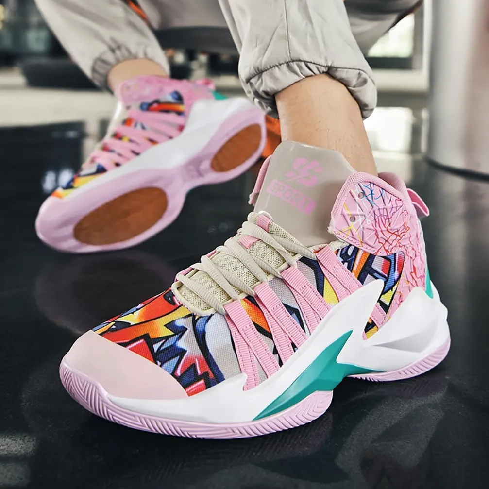 Men's Women's Basketball Shoes High Top Ultra-Light Fashion Anti Slip Breathable Sneakers