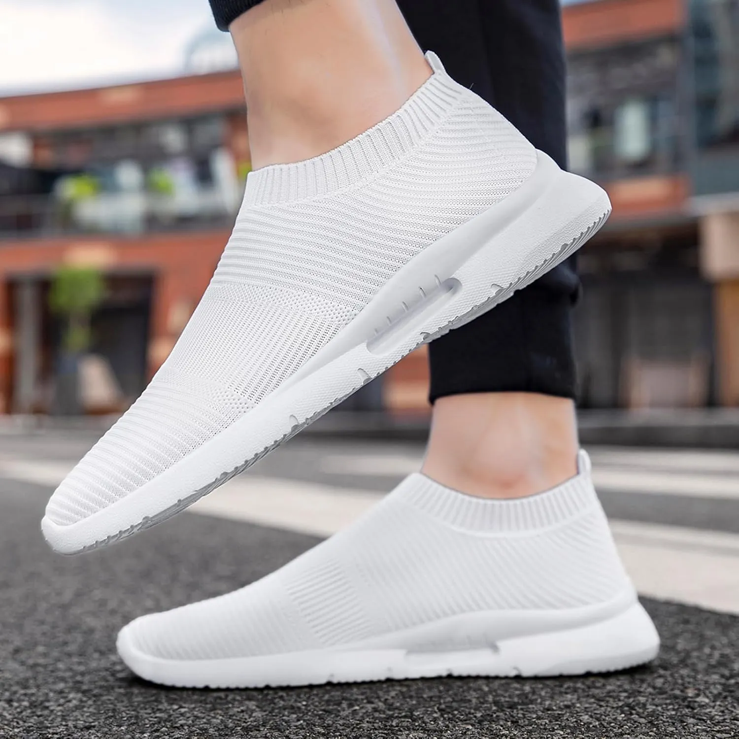 Mens Womens Slip On Shoes Unisex Walking Sneakers Running Workout Gym Tennis Lightweight Casual Laceless Shoes