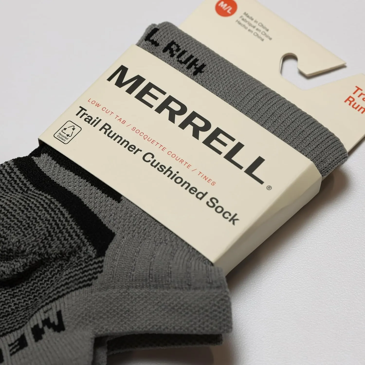 Merrell Men's and Women's Trail Running Cushioned Socks-1 Pair Pack-Unisex Anti-Slip Heel & Arch Compression