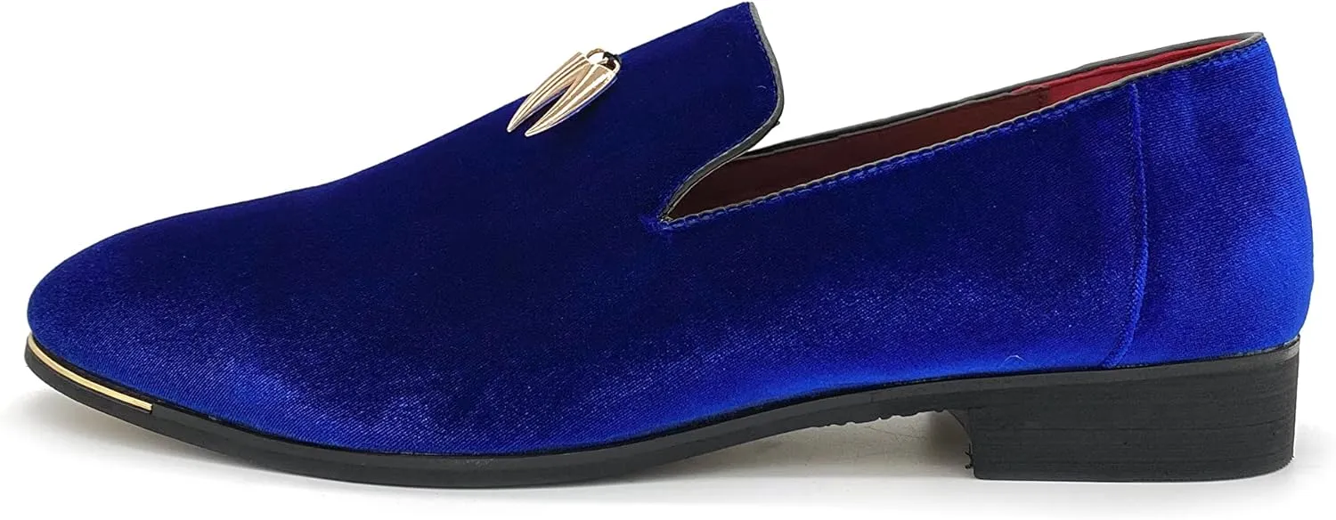 MHB Men's Multiple Colors Velvet Loafer Slip-on Tuxedo Dress Shoes Glitter Suede Smoking Slipper