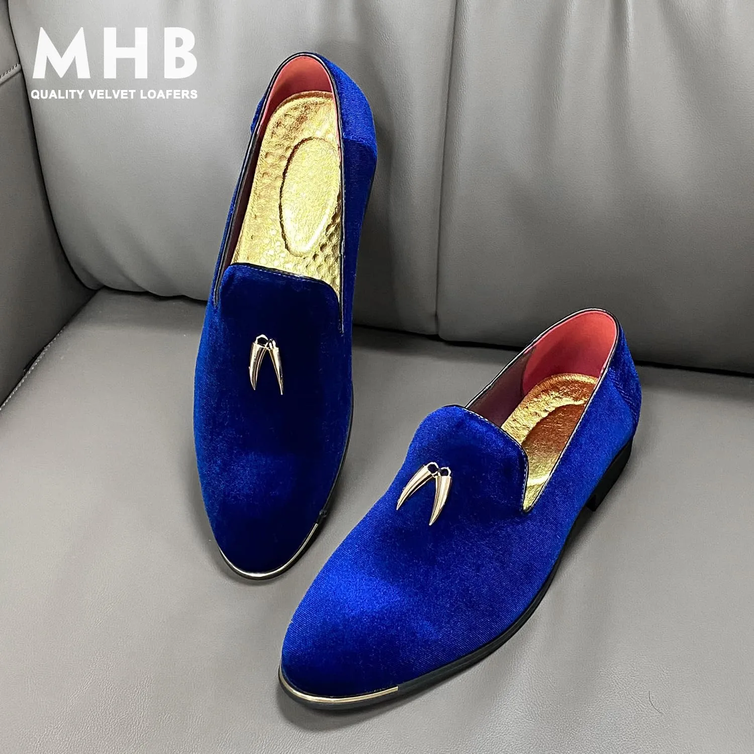MHB Men's Multiple Colors Velvet Loafer Slip-on Tuxedo Dress Shoes Glitter Suede Smoking Slipper