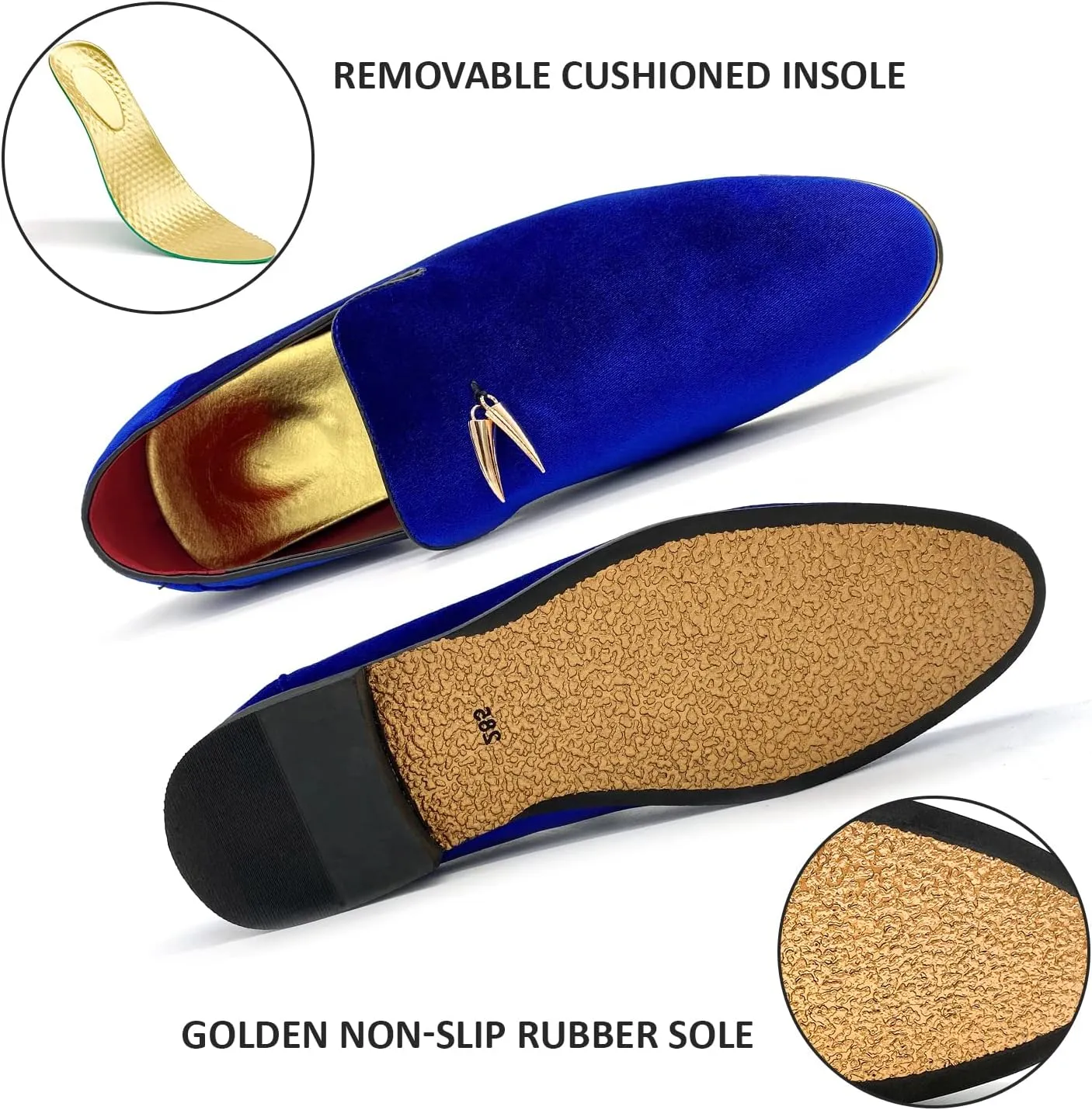 MHB Men's Multiple Colors Velvet Loafer Slip-on Tuxedo Dress Shoes Glitter Suede Smoking Slipper