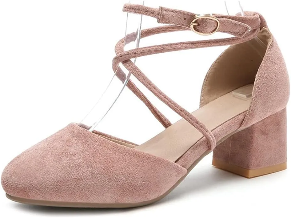 MIOKE Women's Block Low Heel Slingback Pumps Square Toe Comfort Crisscross Dress Sandal Party Office Shoes