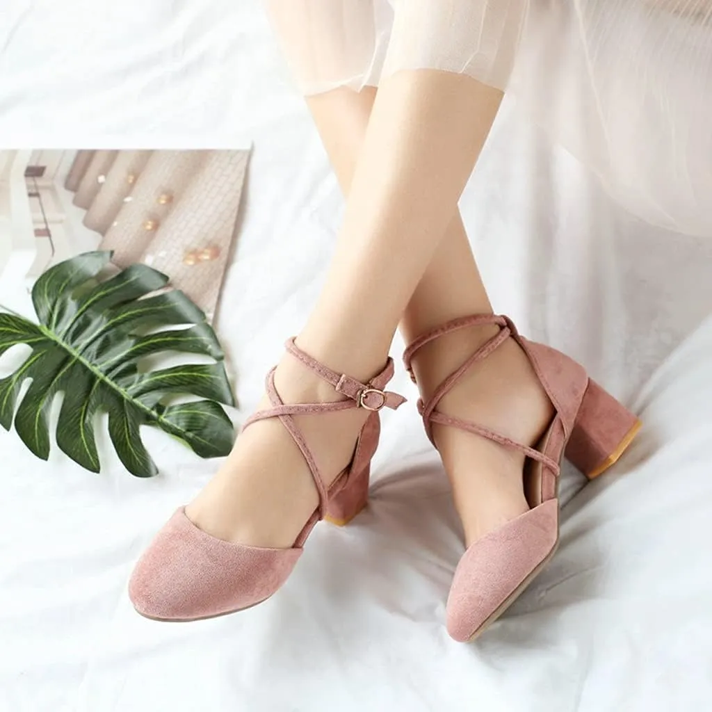 MIOKE Women's Block Low Heel Slingback Pumps Square Toe Comfort Crisscross Dress Sandal Party Office Shoes