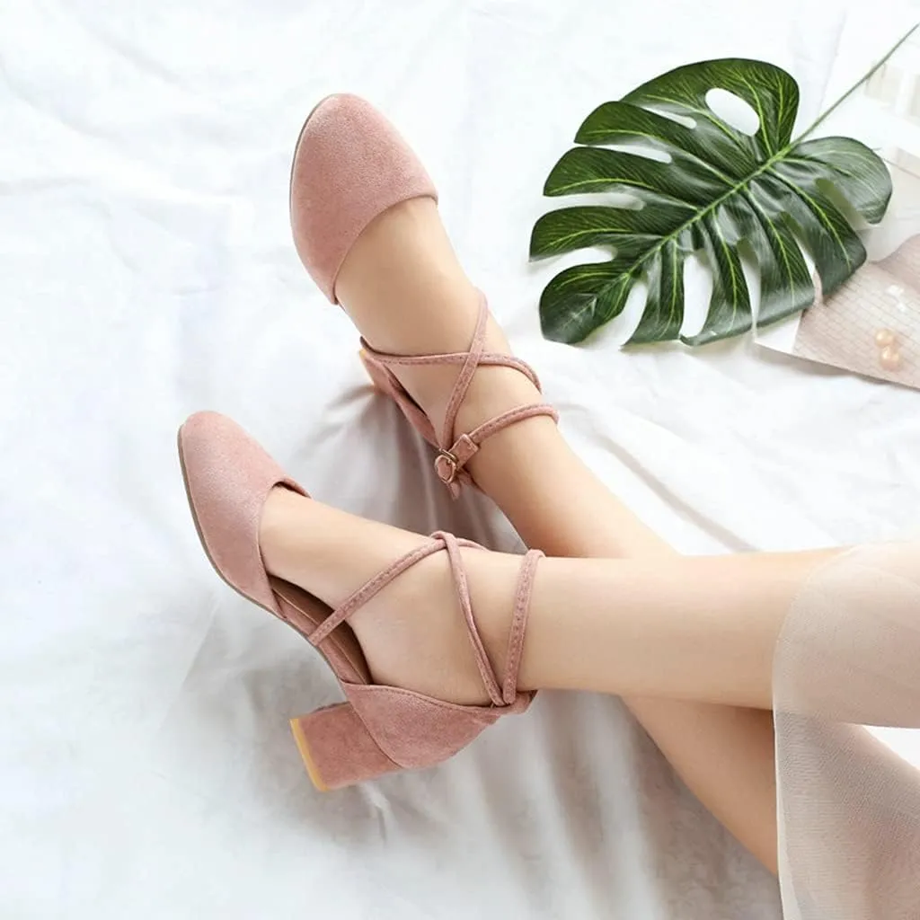MIOKE Women's Block Low Heel Slingback Pumps Square Toe Comfort Crisscross Dress Sandal Party Office Shoes