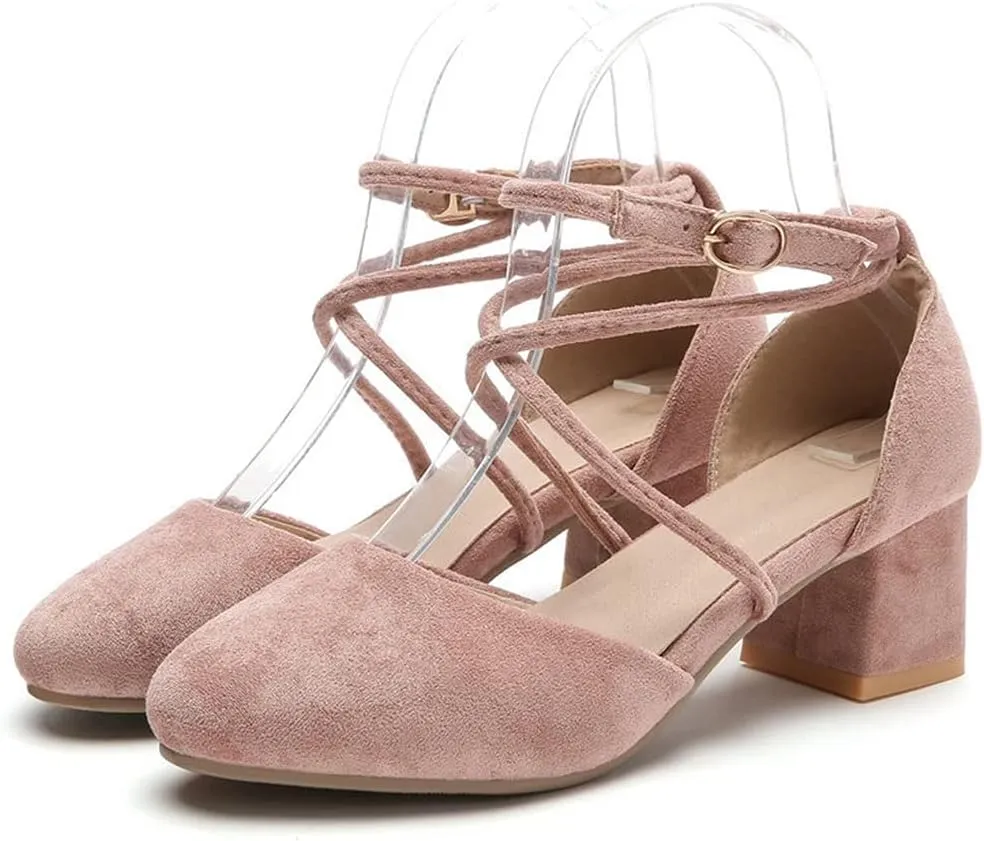 MIOKE Women's Block Low Heel Slingback Pumps Square Toe Comfort Crisscross Dress Sandal Party Office Shoes