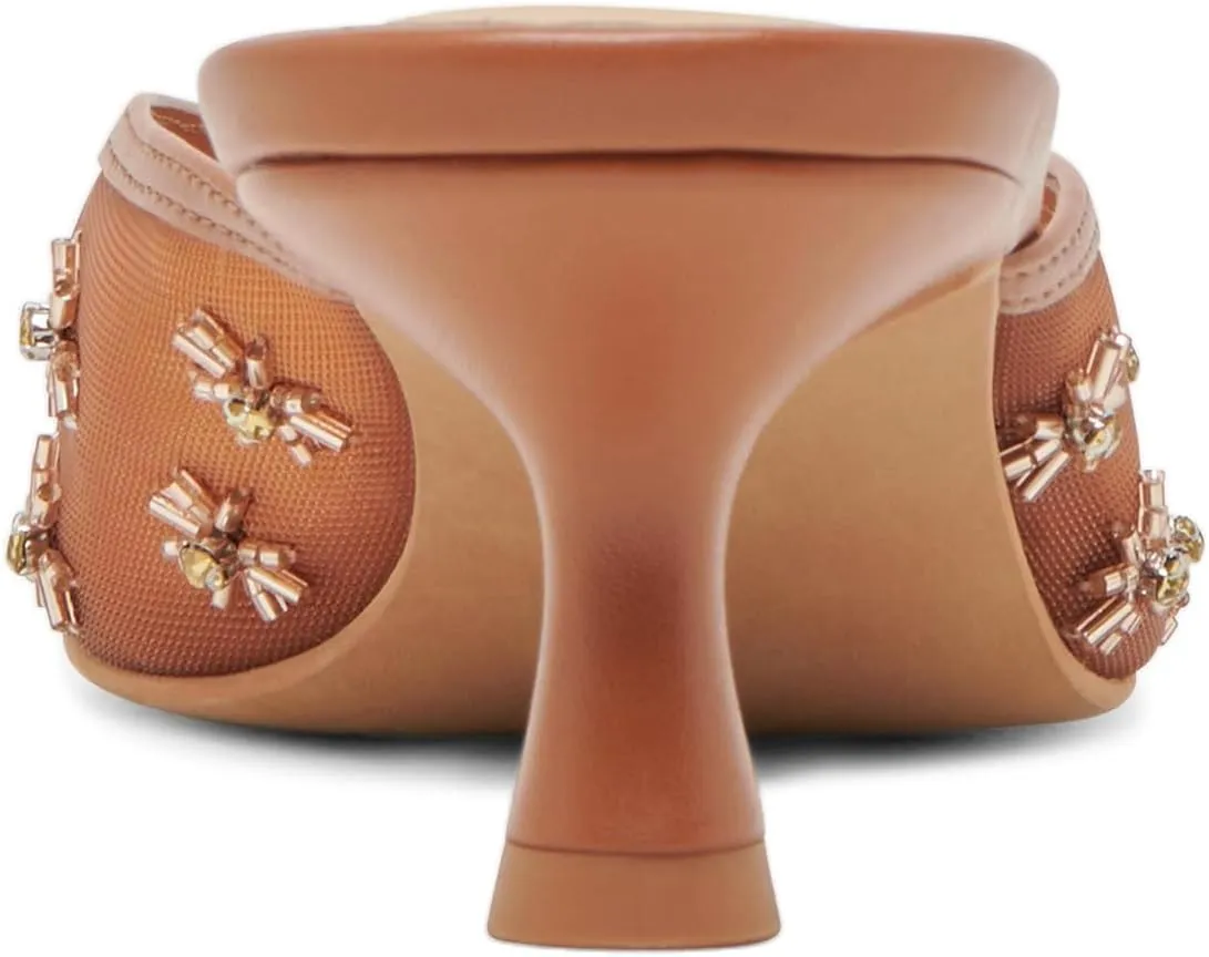 miss left Women Chic Flower Decor Fine Mesh Slip on Mules Pointed Toe Kitten Low Heel Casual Daily Slide Sandals Size 4-16 US