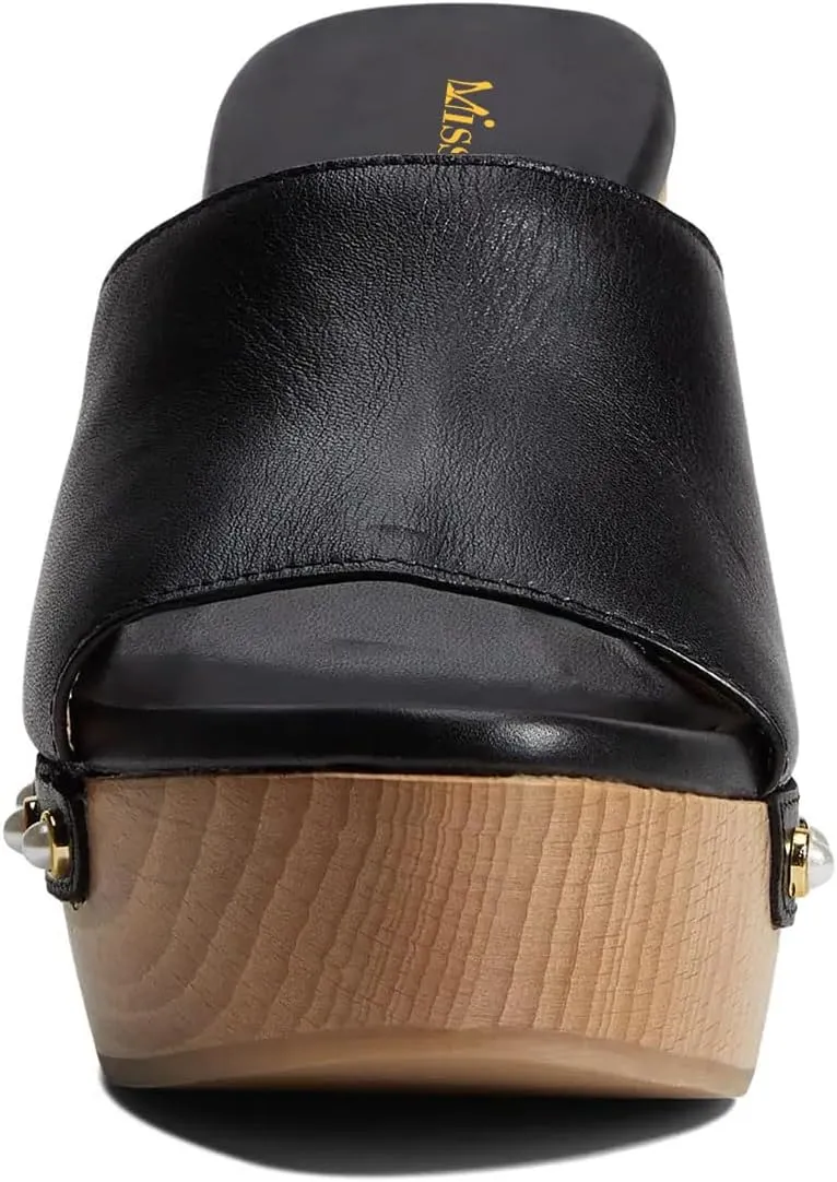 miss left Women Platform Chunky High Heel Mules Open Toe Studded Slide Sandals Slip on Party Dress Casual Shoes Size 4-16 US