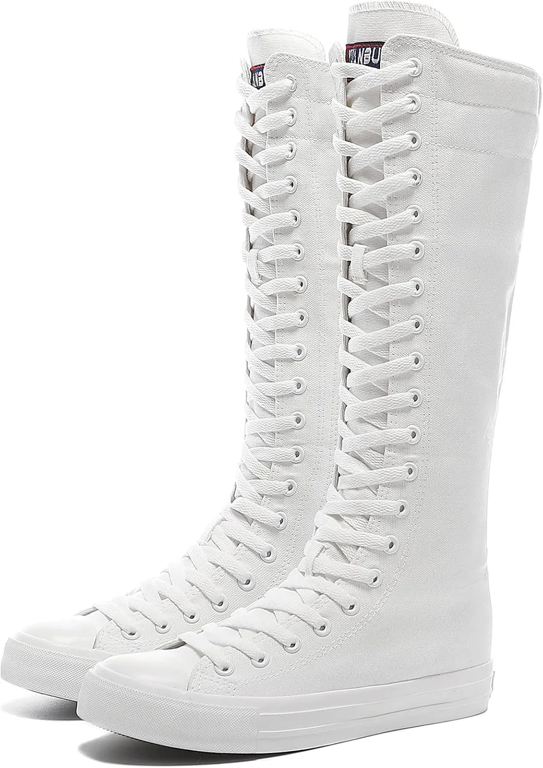 Momuk Women's Fashion Lace Up Knee High Canvas Zip Boots Girls Fancy School Shoes