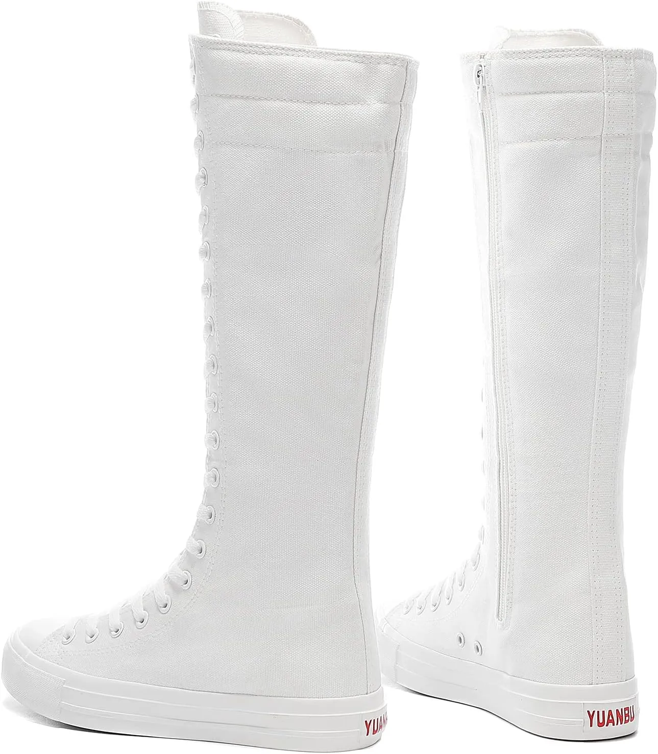 Momuk Women's Fashion Lace Up Knee High Canvas Zip Boots Girls Fancy School Shoes