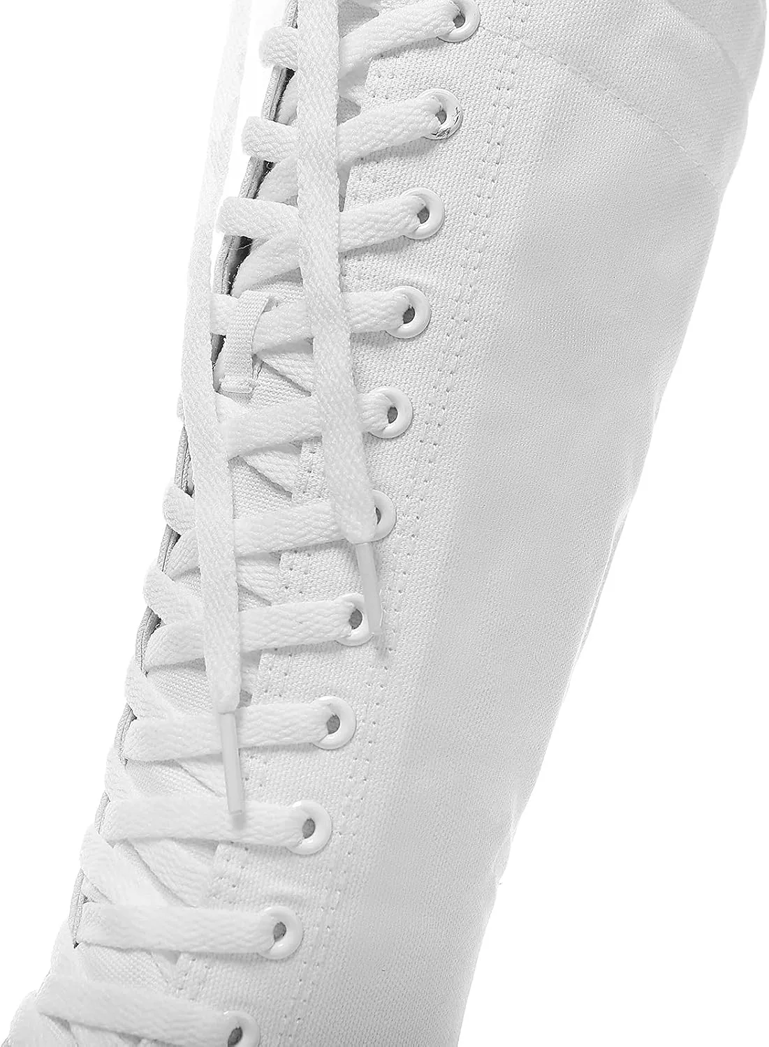 Momuk Women's Fashion Lace Up Knee High Canvas Zip Boots Girls Fancy School Shoes