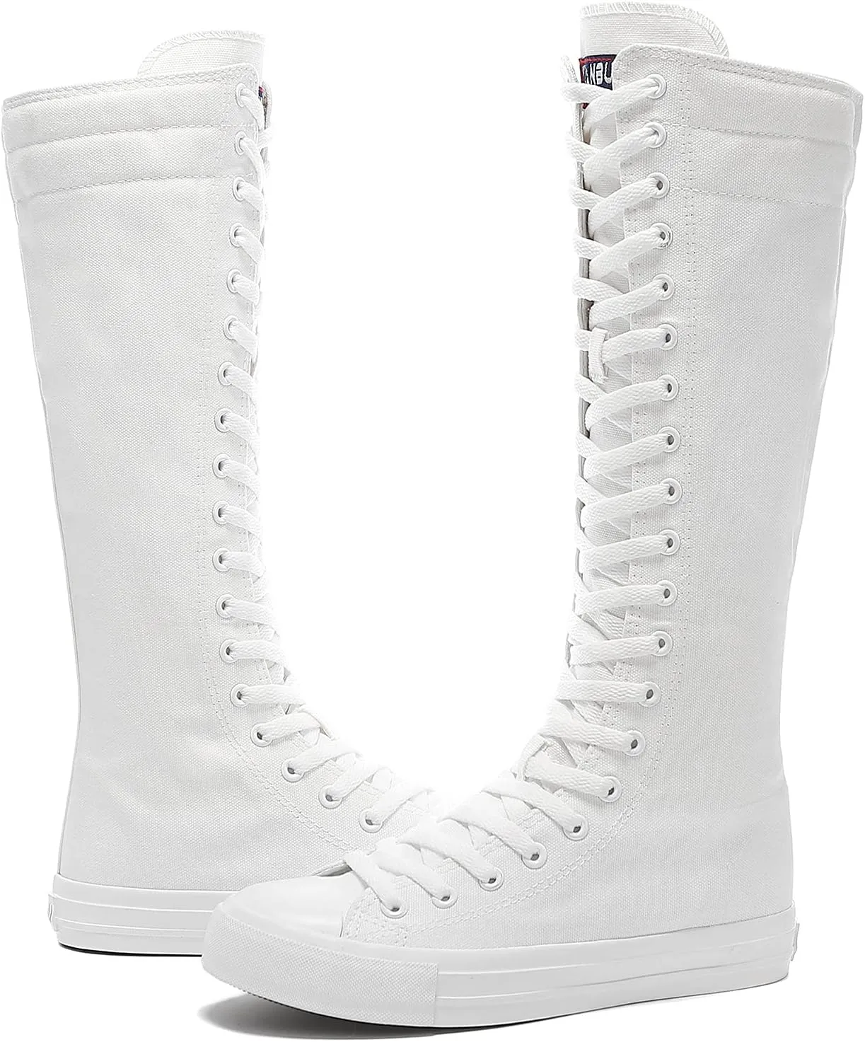 Momuk Women's Fashion Lace Up Knee High Canvas Zip Boots Girls Fancy School Shoes
