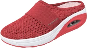 Mules for Women Comfortable Summer Comfort Mesh Hollow Out Backless Walking Sneakers Trendy Slip On Diabetic Air-Cushion Orthopedic Shoes BreathableWedge Platform Slippers with Arch Support
