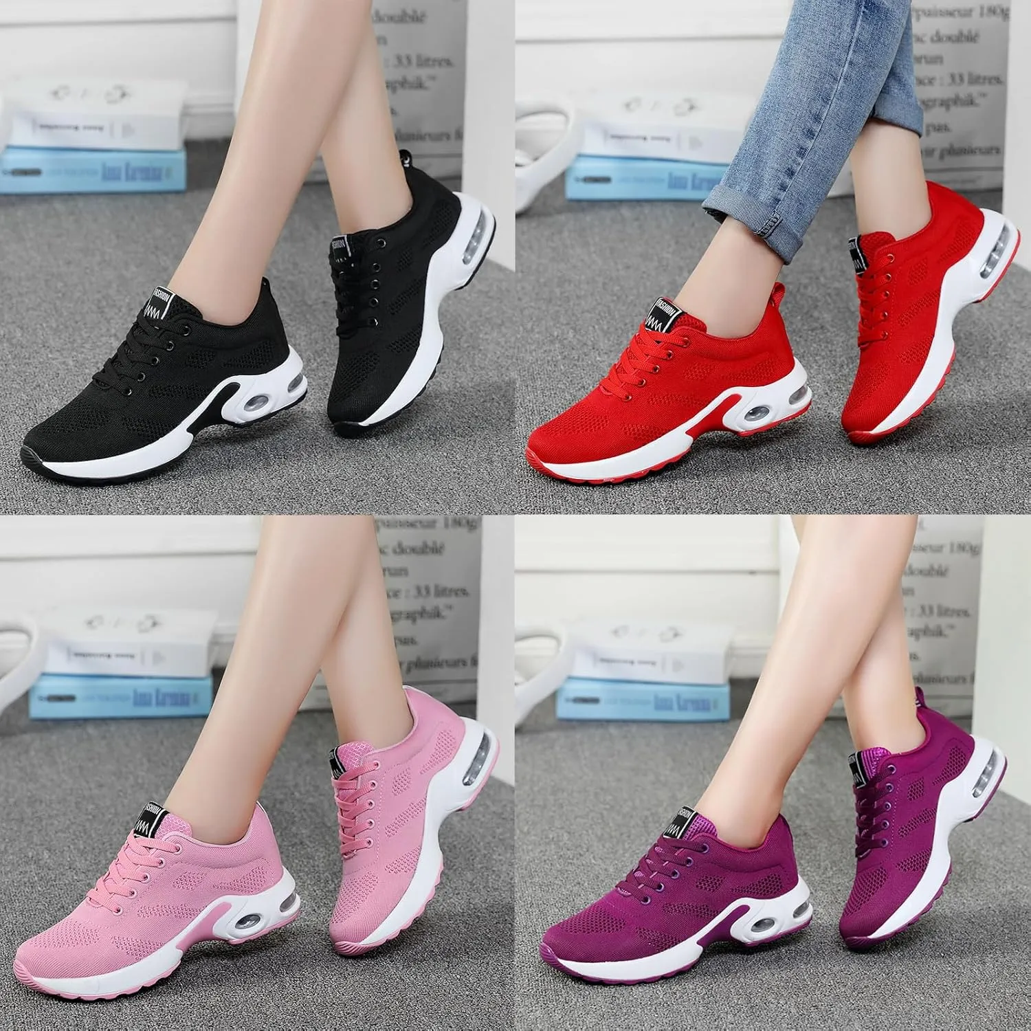 Musabela Orthopedic Sneakers for Women, Breathable Wide Toe Box Sneaker, Air Cushion Slip-On Platform Sneakers