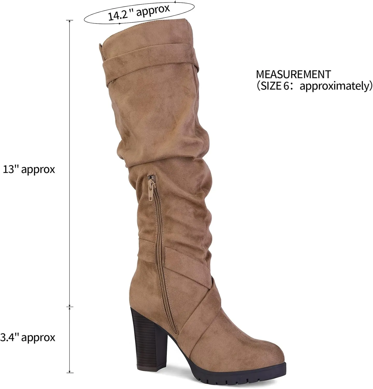 mysoft Women's Knee High Boots Fashion Chunky Block Heel Warm Winter Boots with Side Zippers