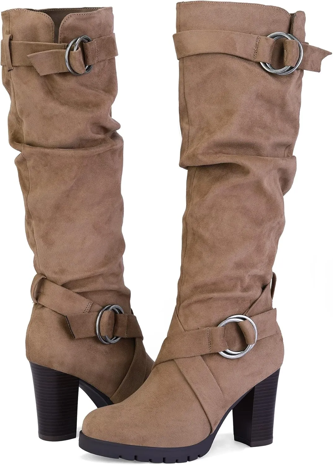 mysoft Women's Knee High Boots Fashion Chunky Block Heel Warm Winter Boots with Side Zippers