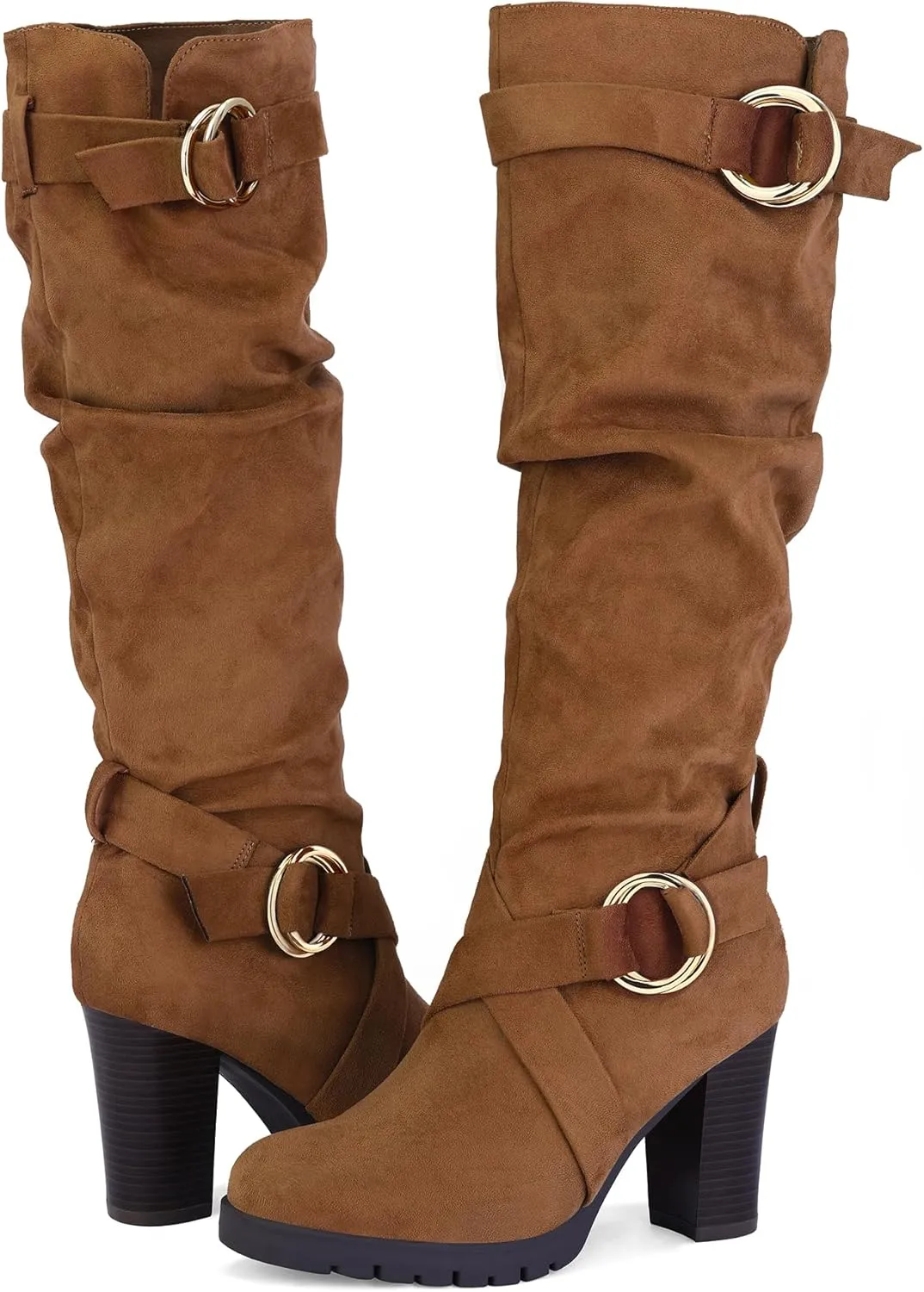 mysoft Women's Knee High Boots Fashion Chunky Block Heel Warm Winter Boots with Side Zippers
