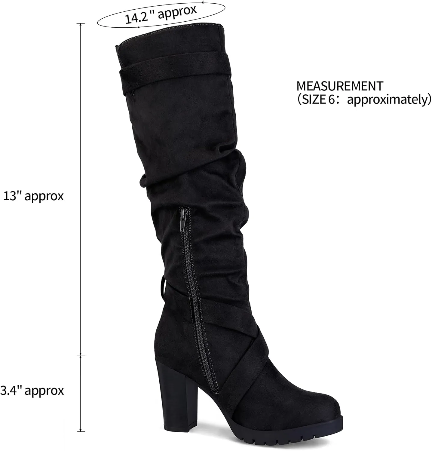 mysoft Women's Knee High Boots Fashion Chunky Block Heel Warm Winter Boots with Side Zippers