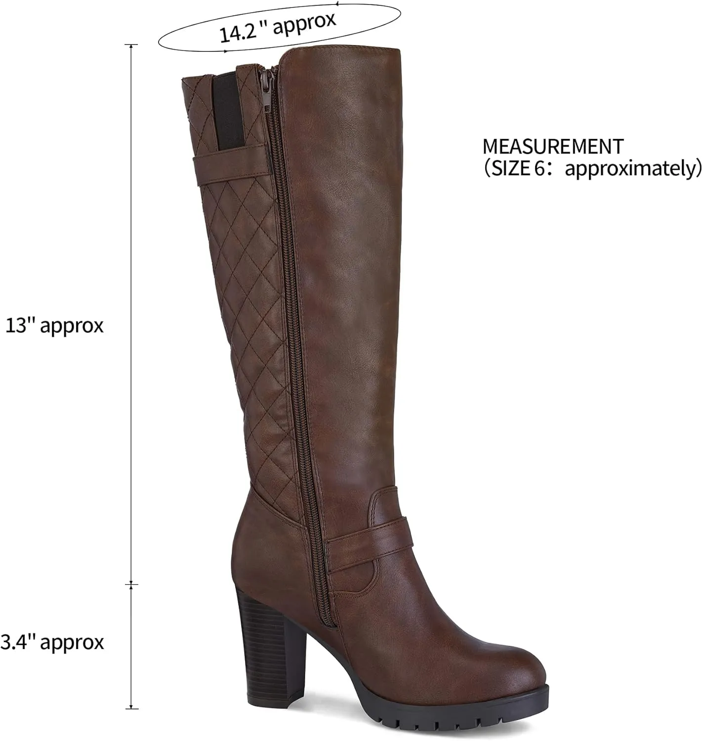 mysoft Women's Knee High Boots Fashion Chunky Block Heel Warm Winter Boots with Side Zippers