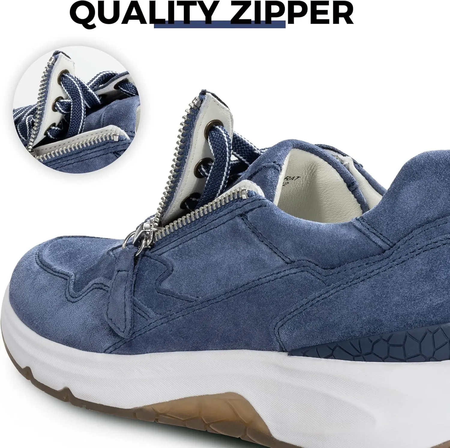 NACARAT Women's Genuine Leather Slip On Walking Shoes Fashion Sneaker with Side Zipper-1