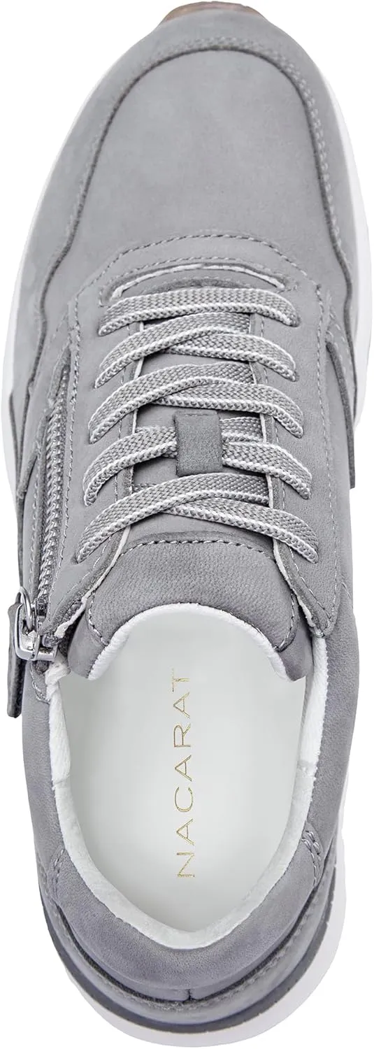 NACARAT Women's Genuine Leather Slip On Walking Shoes Fashion Sneaker with Side Zipper-1